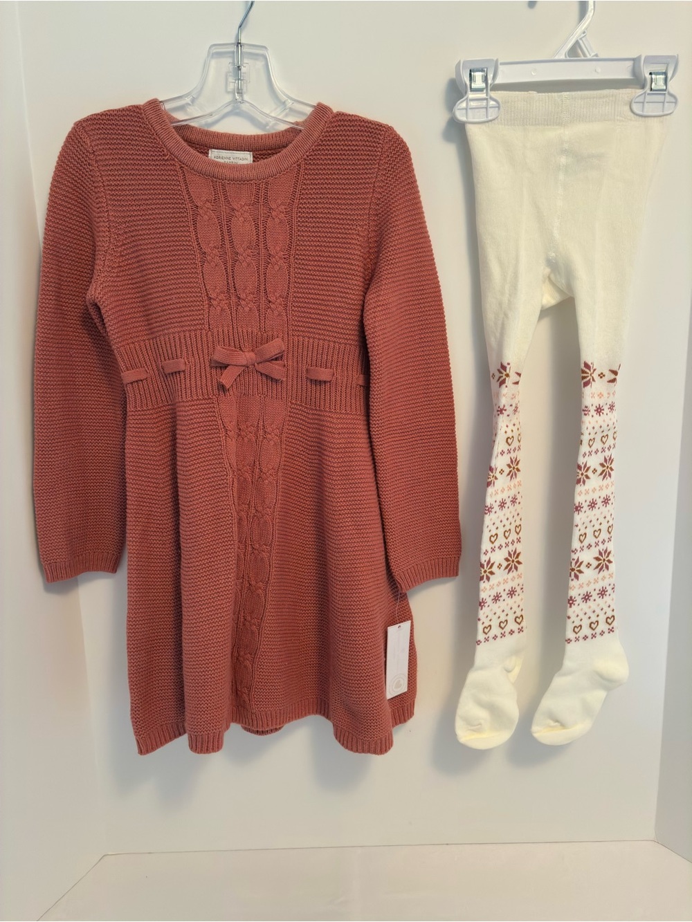 Adrienne Vittadini Bambini Toddler Girl's Cable-Knit Dress & Tights Set Size 5T